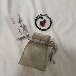 Swarovski Black Cord Necklace with Amber Pendant